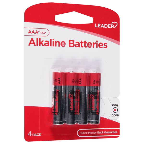 Image for Leader Batteries, Alkaline, AAA, 1.5V, 4 Pack, 4ea from AJ Pharmacy/Convenience Store