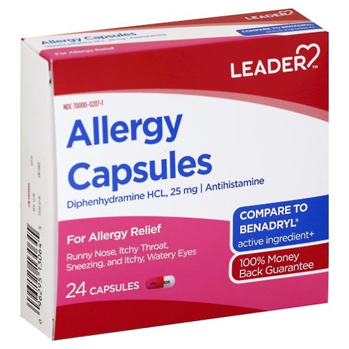 Image for Leader Allergy Capsules, 25 mg,24ea from AJ Pharmacy/Convenience Store