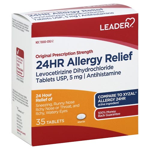 Image for Leader Allergy Relief, 24Hr, Original Prescription Strength, Tablets,35ea from AJ Pharmacy/Convenience Store