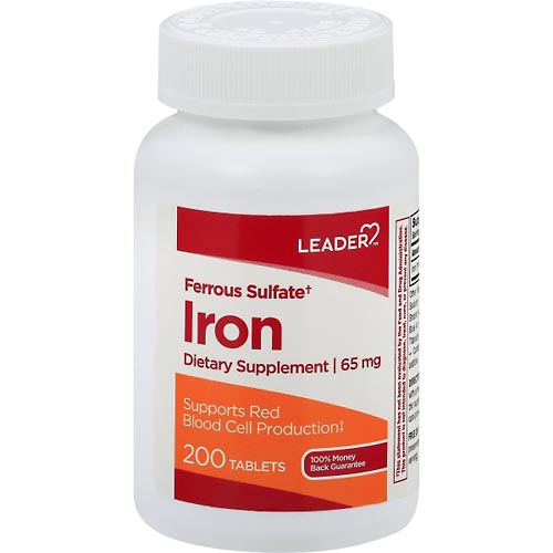Image for Leader Iron, 65 mg, Tablets,200ea from AJ Pharmacy/Convenience Store