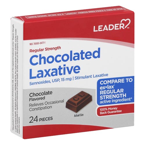 Image for Leader Chocolated Laxative, Regular Strength, 15 mg, Chocolate Flavored,24ea from AJ Pharmacy/Convenience Store
