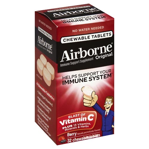 Image for Airborne Immune Support Supplement, Original, Chewable Tablets, Berry,32ea from AJ Pharmacy/Convenience Store