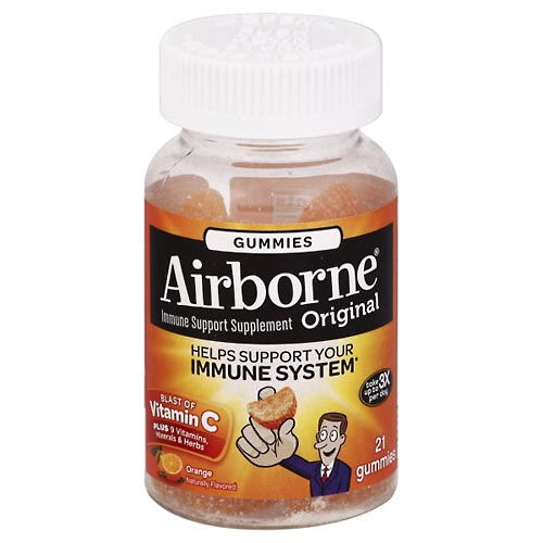 Image for Airborne Immune Support Supplement, Original, Gummies, Orange,21ea from AJ Pharmacy/Convenience Store